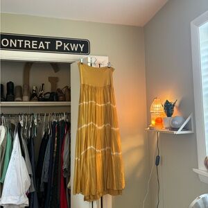 Yellow Tie-Dye Maxi Skirt